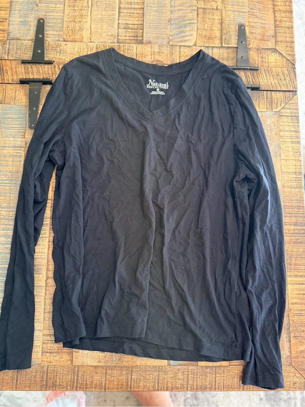 Natural Reflections Black V-Neck Long Sleeve Shirt